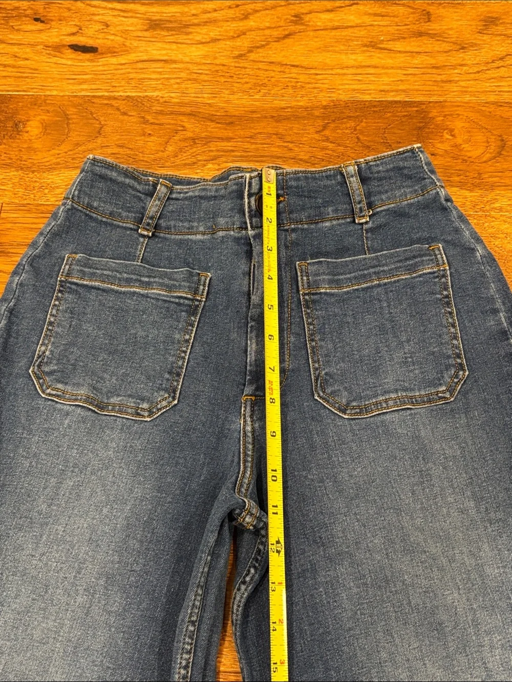 BAGATELLE Jeans Women’s 27 Blue Patch Pockets Wide Leg Crop High Rise Sailor
